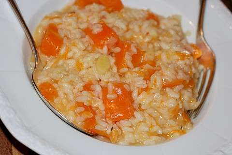 Risotto con zucca a cubetti