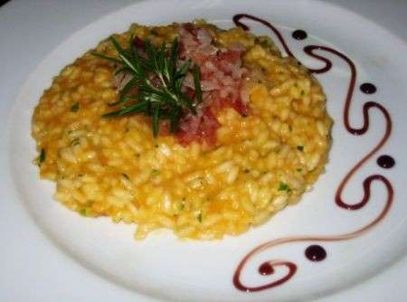 Risotto con zucca e pancetta