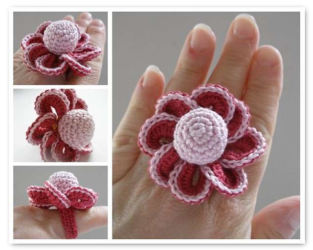 Anello con rosa crochet