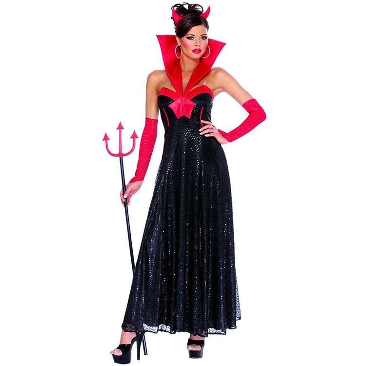 Costume da diavoletta con forcone per Halloween