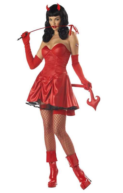 Costume da diavoletta per Halloween con la coda