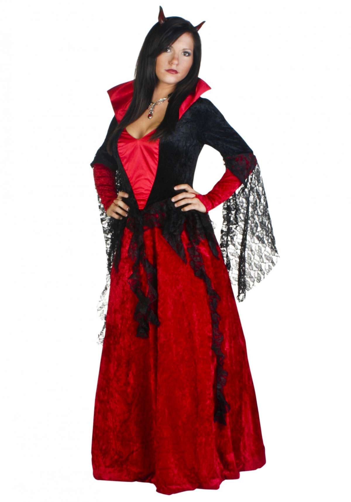 Costume lungo goth da diavoletta per Halloween