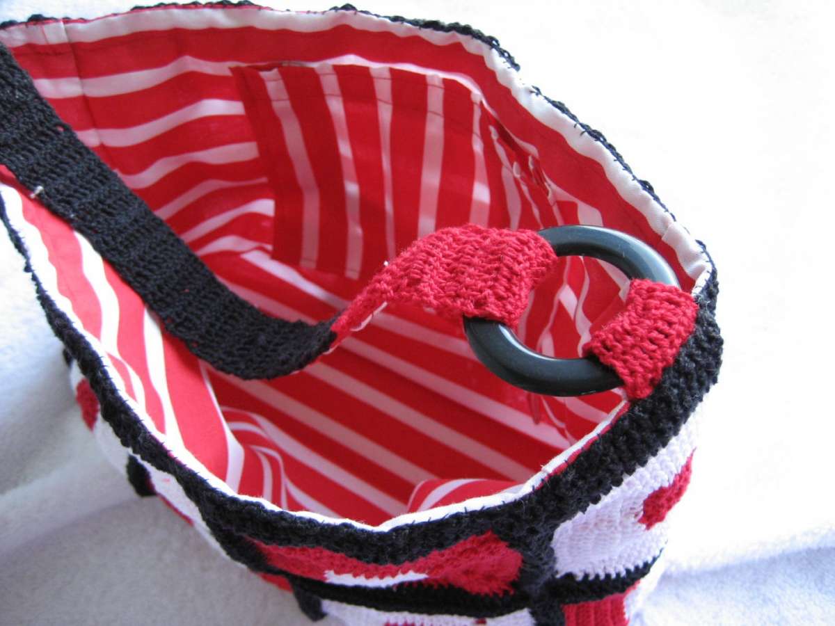 Fodera a righe per borsa crochet