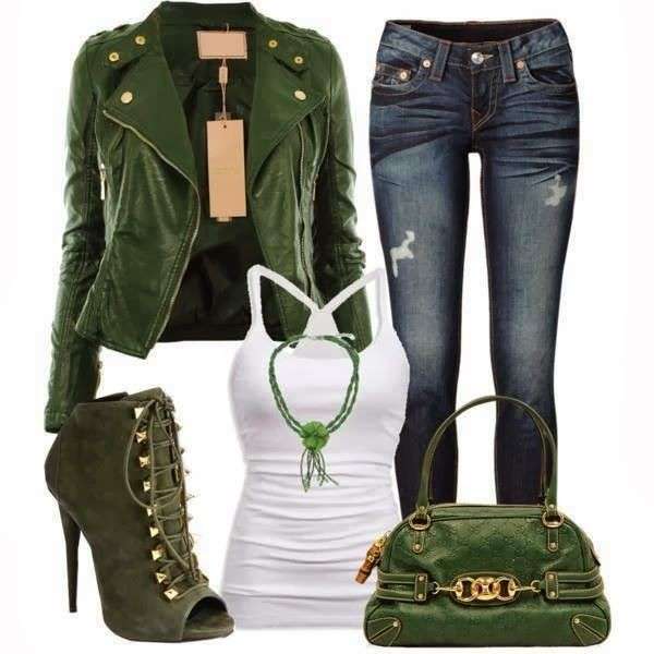 Look biker in verde