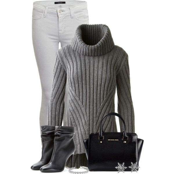 Look con maxi pull grigio