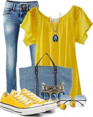 Look con sneakers gialle