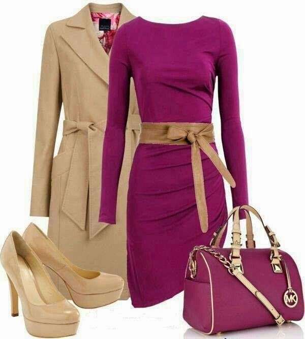 Look elegante in color malva e beige