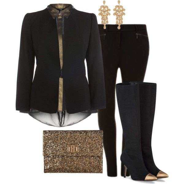 Look elegante in nero con dettagli oro