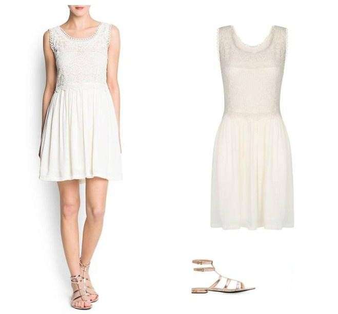 Minidress bianco e sandali flat