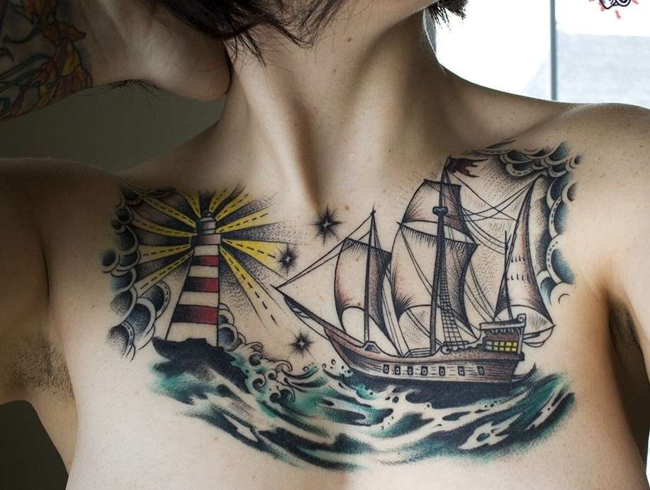 Tatuaggi old school: il veliero e il faro