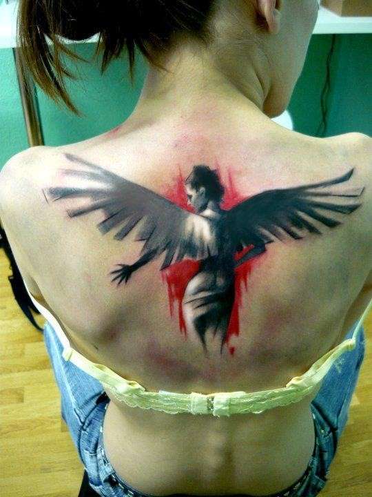Tatuaggio ali tribali angelo alternativo