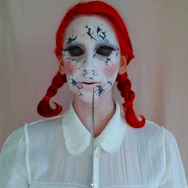 Trucco per Halloween da bambola assassina