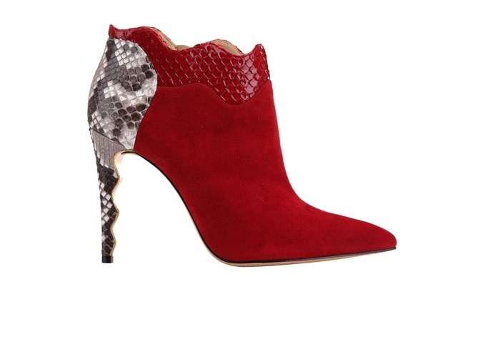 Ankle boot in suede e pitone rossi Alexandre Birman