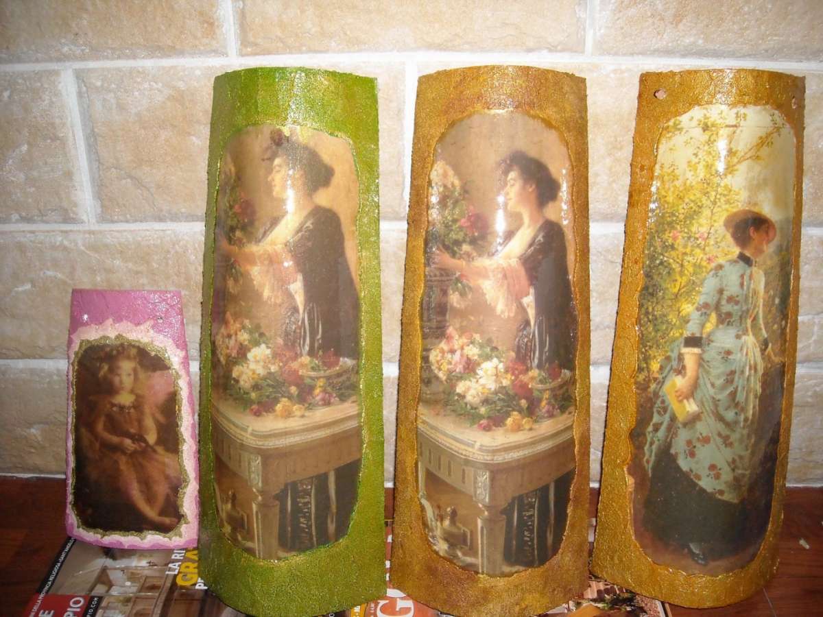 Donne su tegole al decoupage