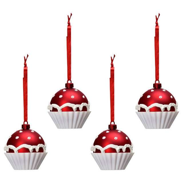 Palline rosse a cupcake per Natale