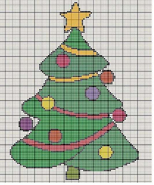 Schema albero di Natale al punto croce