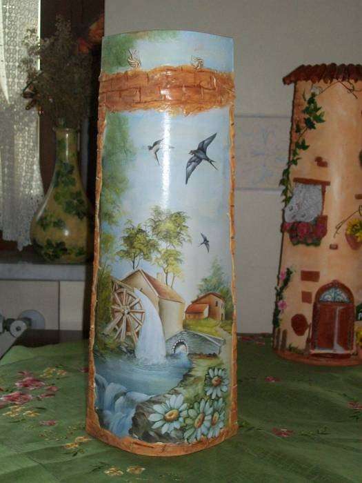 Tegola decoupage con ruscello