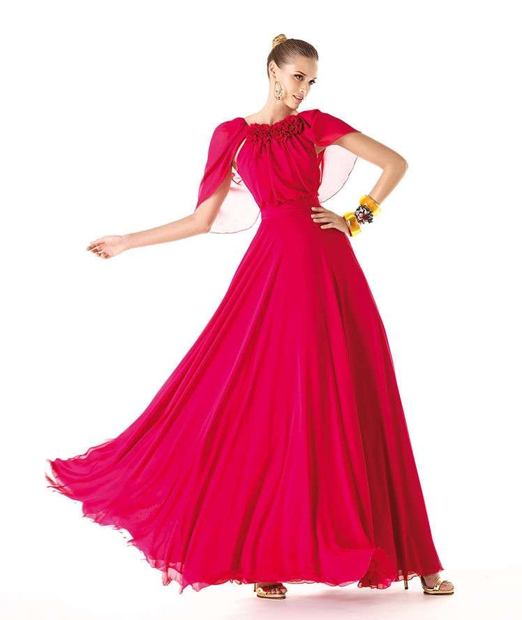 Abito lungo fucsia Pronovias