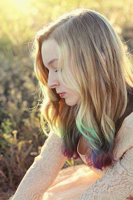Dip dye hair multicolor