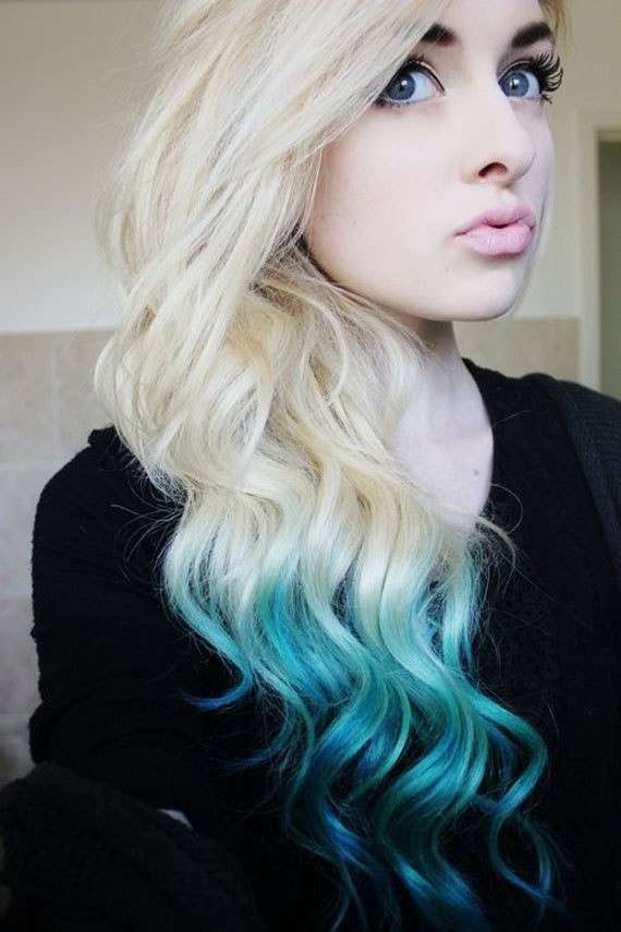 Dip dye hair verde blu