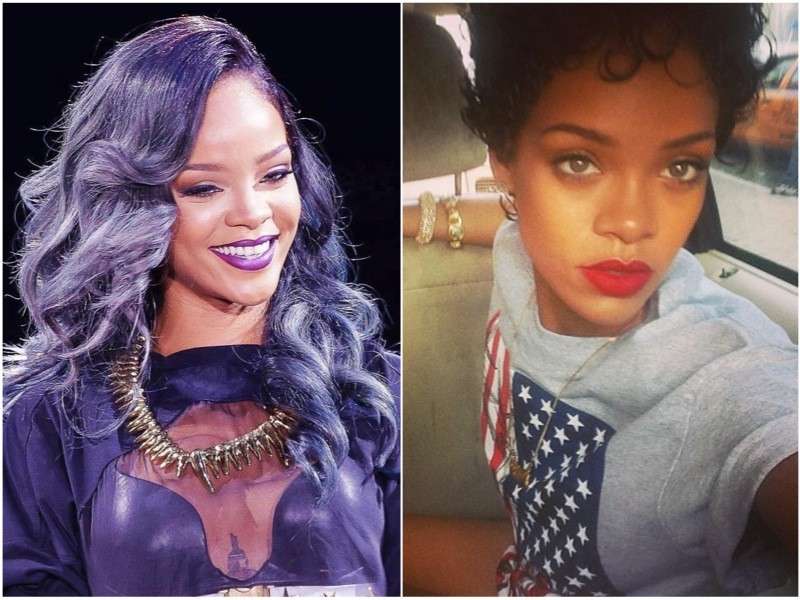 Rihanna con capelli lunghi e cortissimi