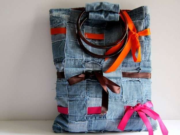 Borsa di jeans e nastri