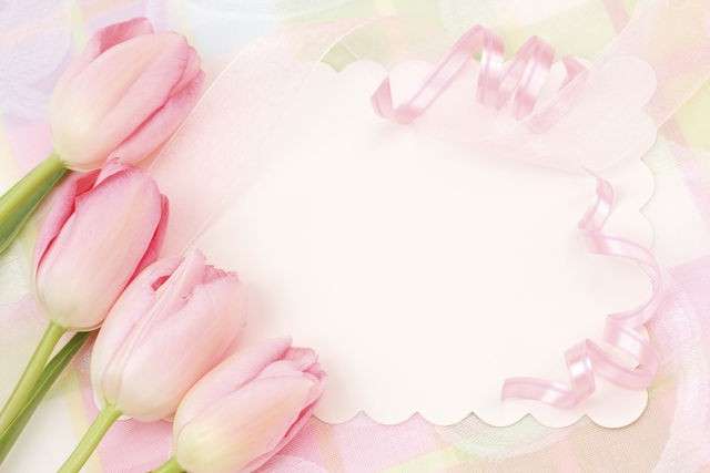 Cartolina con i tulipani rosa