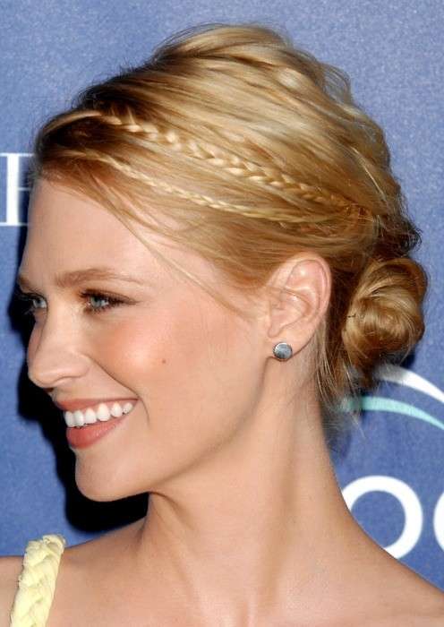 Chignon con trecce di January Jones