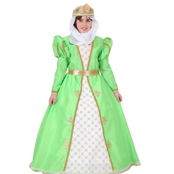 Costume da principessa verde e bianco