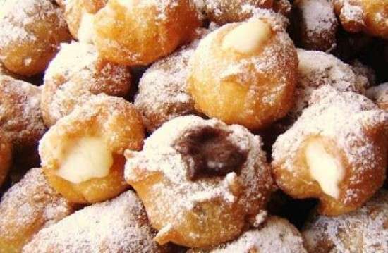 Frittelle con crema al cioccolato