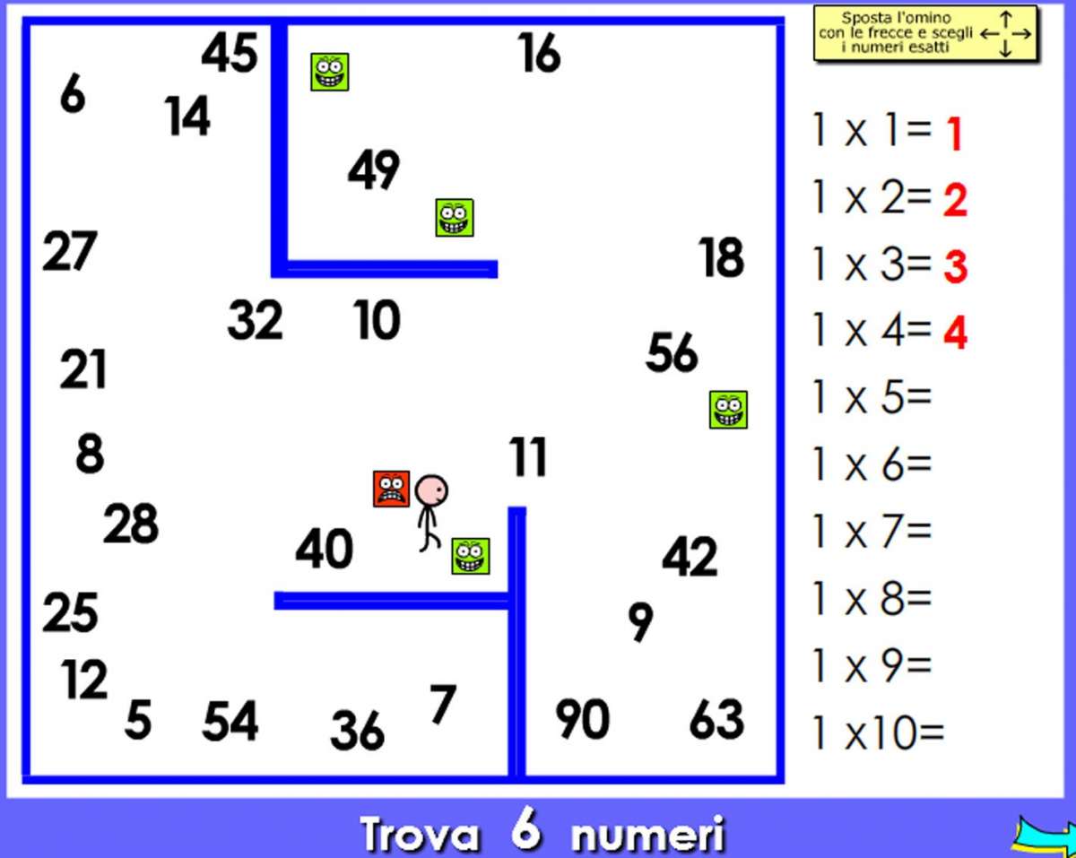 Gioco didattico con le tabelline