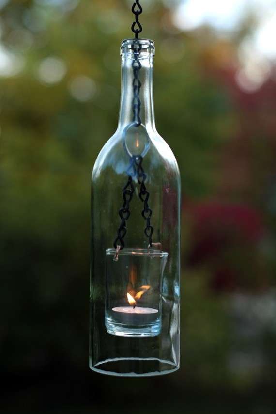 Lanterne da giardino con bottiglie di vetro