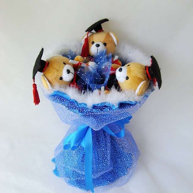 Orsetti con tocco e mazzo blu