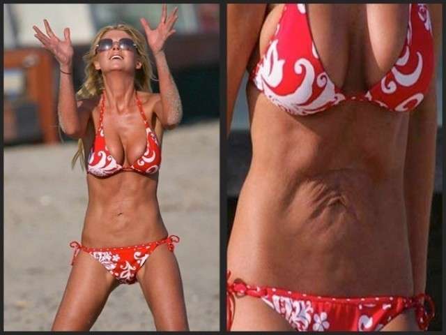 Tara Reid ventre spaventoso con grinze