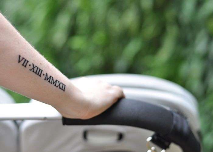 Tatuaggio data con numeri romani sul braccio