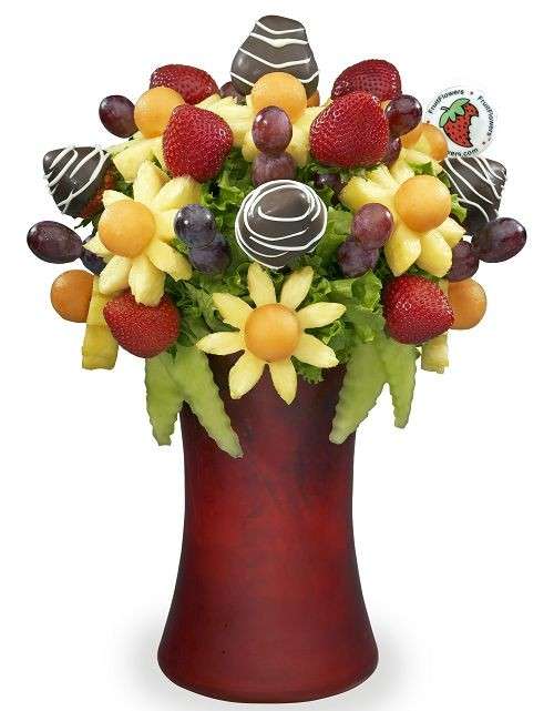 Bouquet di frutta ricoperta di cioccolato