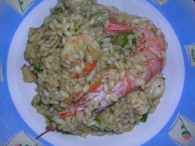 Risotto scampi e asparagi