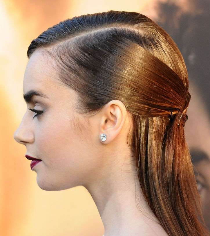 Semi raccolto effetto bagnato di Lily Collins