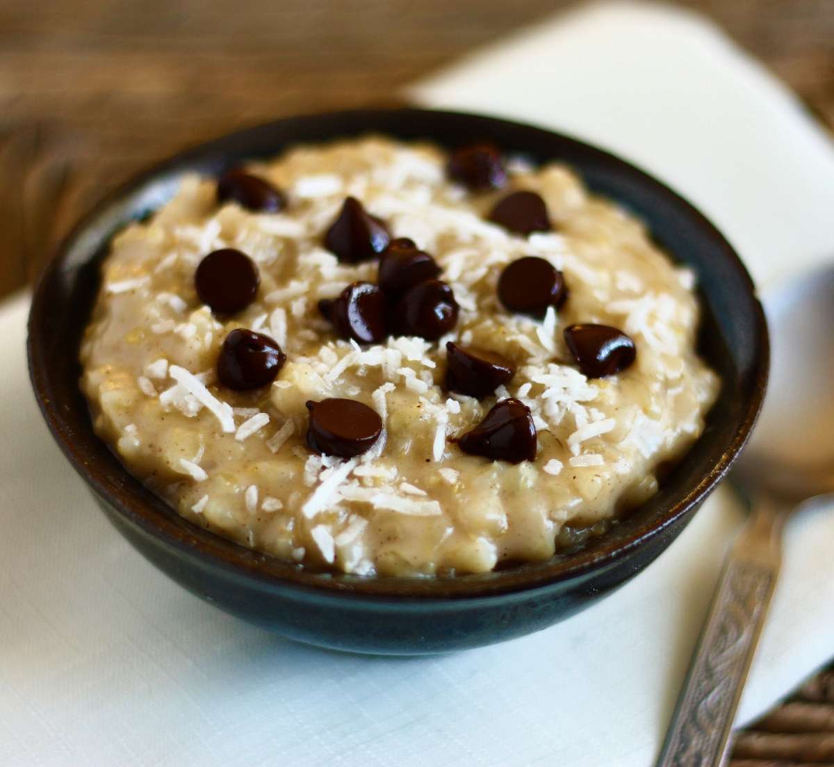 Budino di riso con cocco e cioccolato