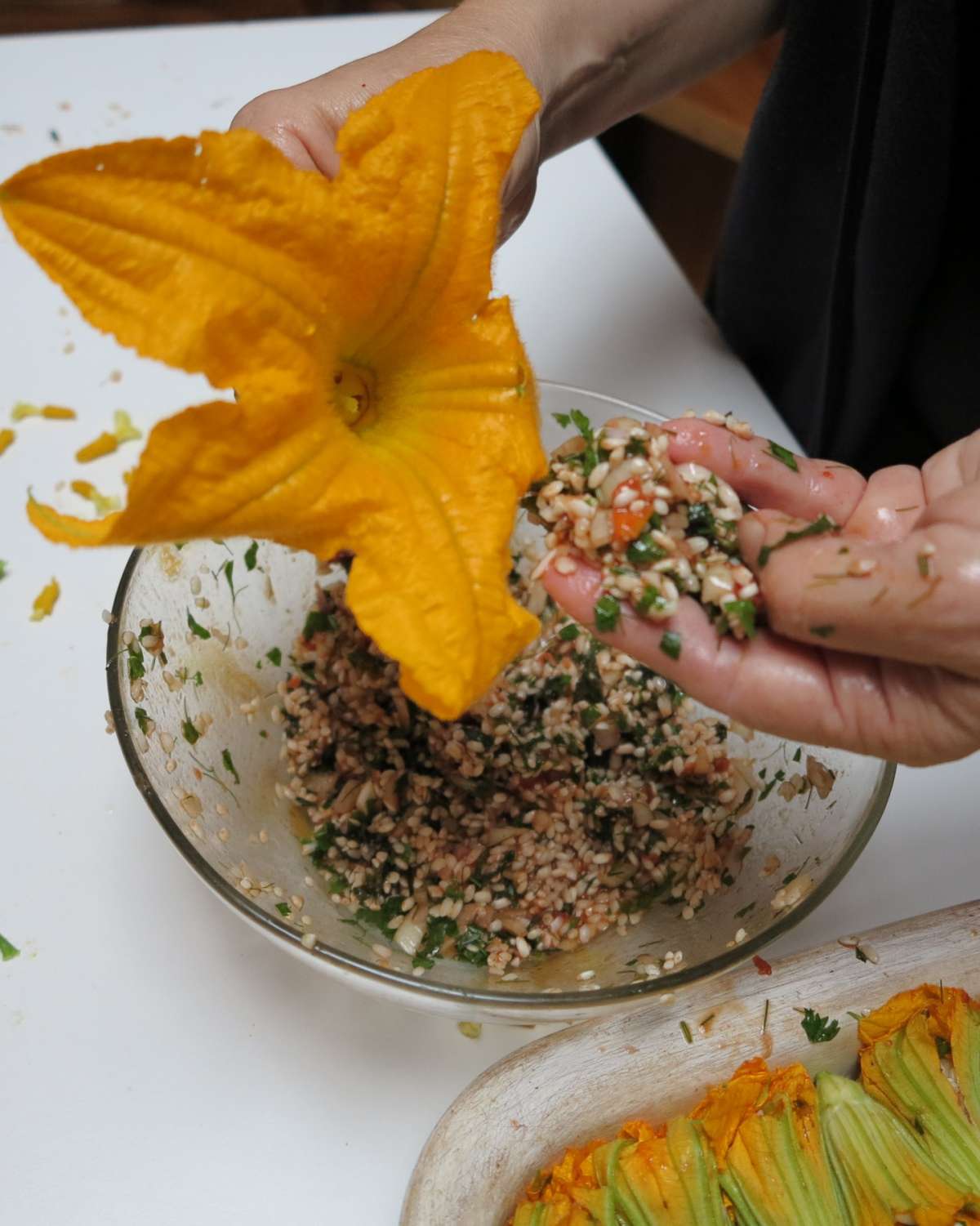 Fiori di zucca con cous cous