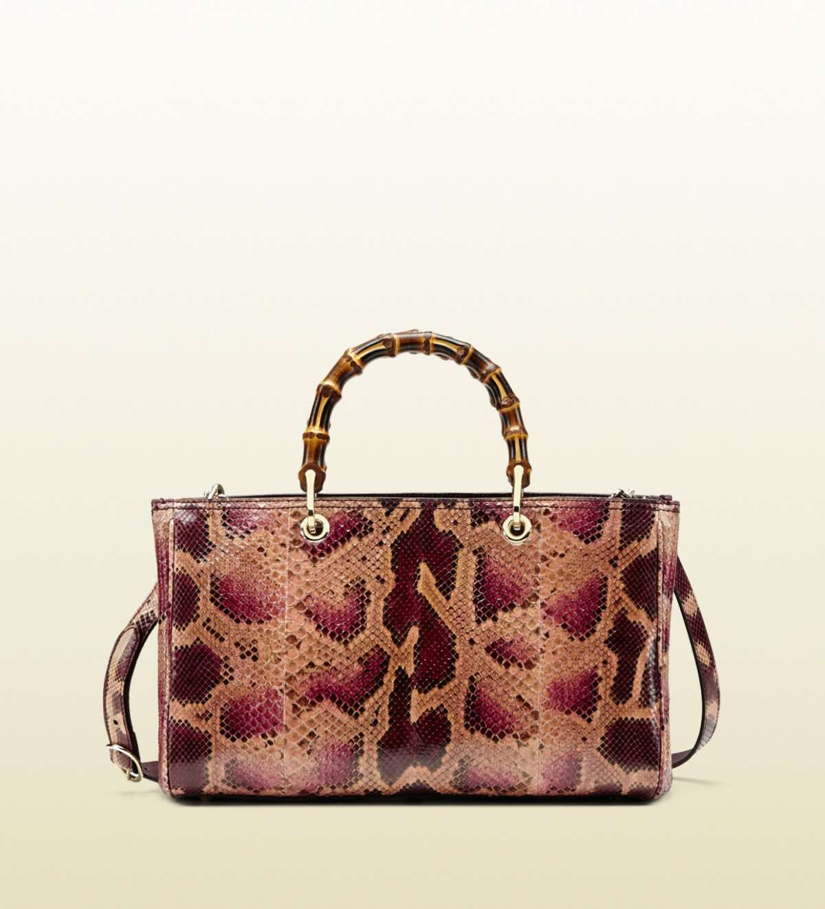 Handbag Bamboo in rettile rosa