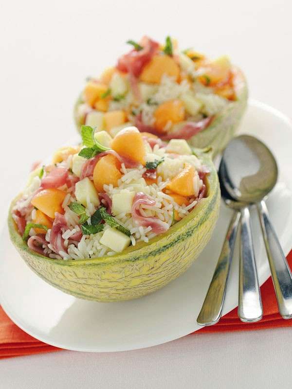 Insalata di riso con melone