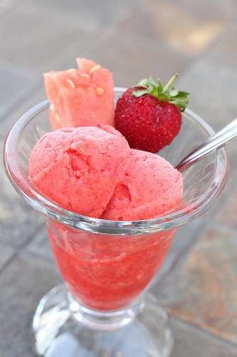 Sorbetto con fragola e anguria