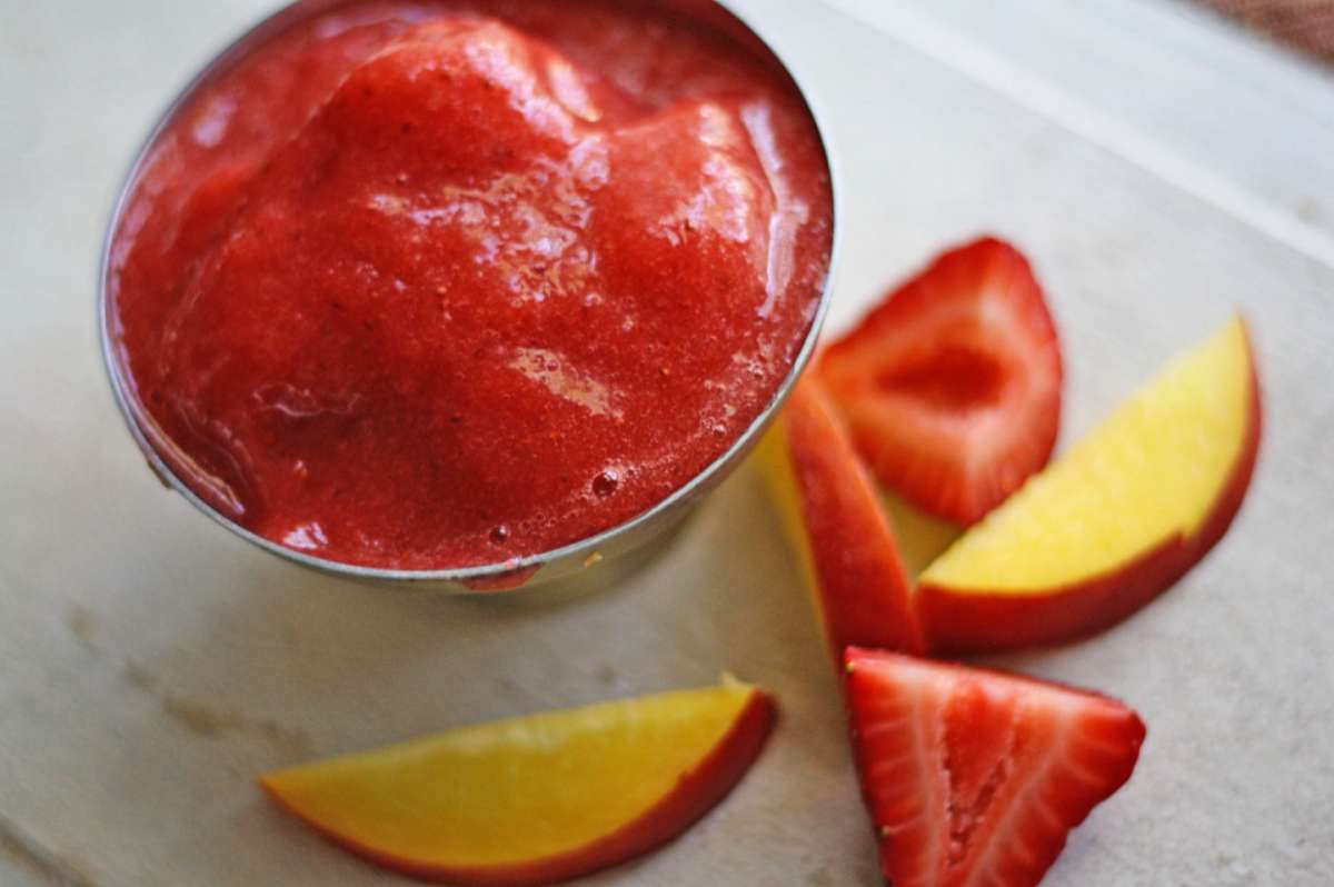 Sorbetto con fragola e pesca