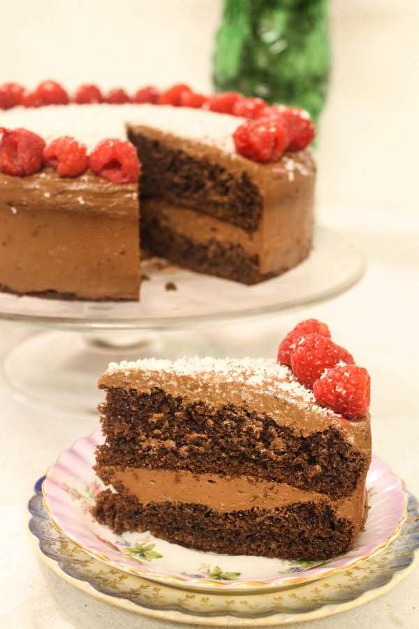 Torta al doppio cioccolato e lamponi