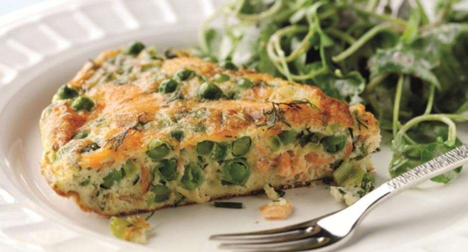 Frittata al salmone e piselli