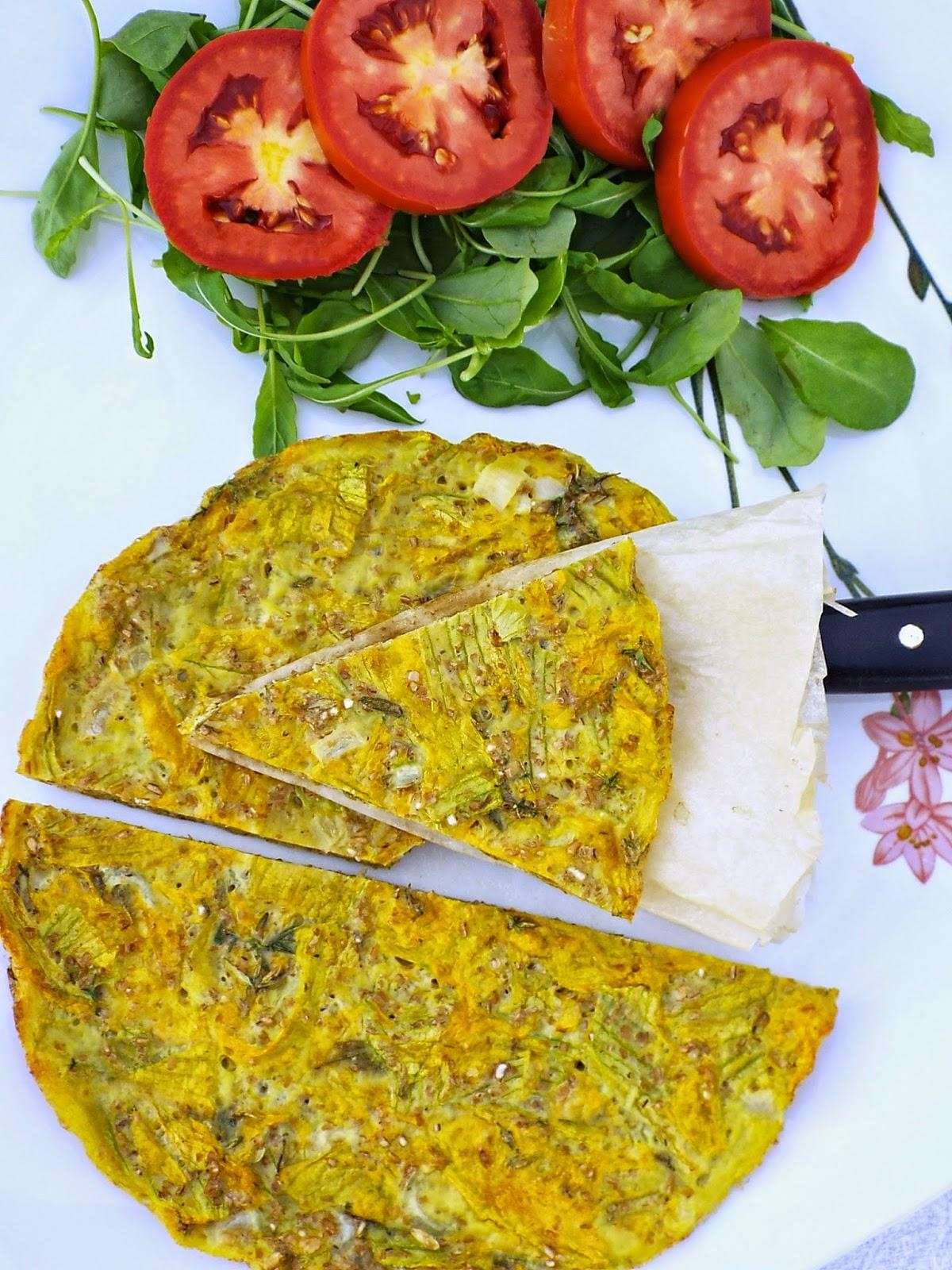 Frittata con fiori di zucca e timo