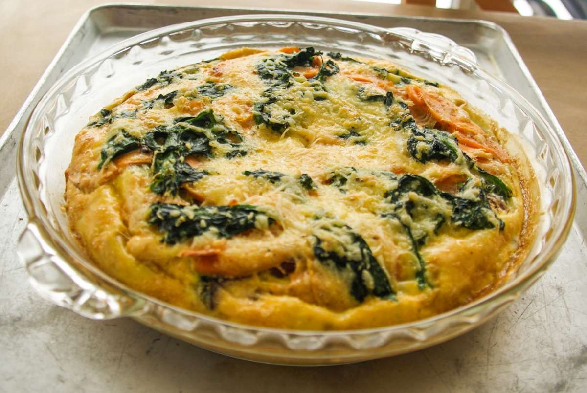 Frittata di patate dolci e spinaci