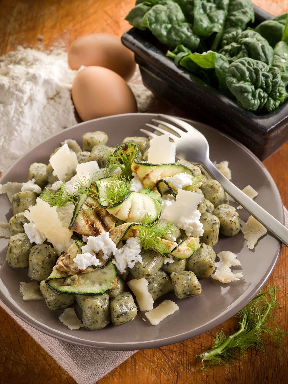 Gnocchi di spinaci con zucchine