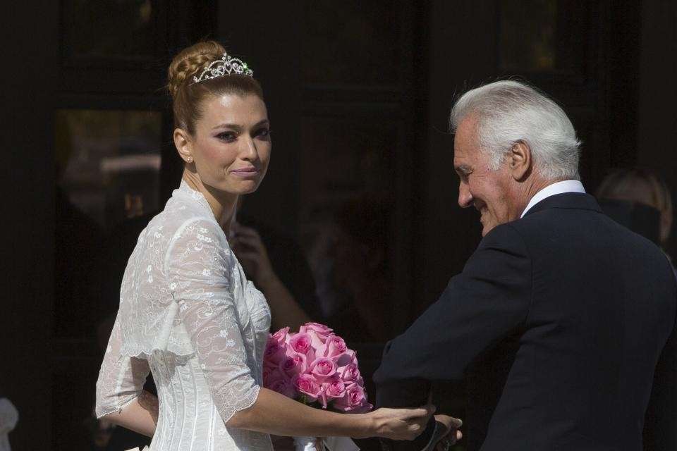Carlotta Mantovan con il padre prima della cerimonia nuziale